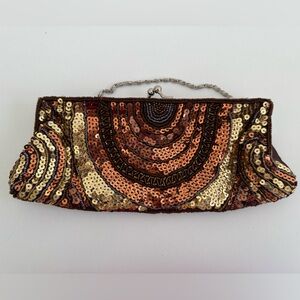 Call It Spring Sequin Clutch in Gold and Brown